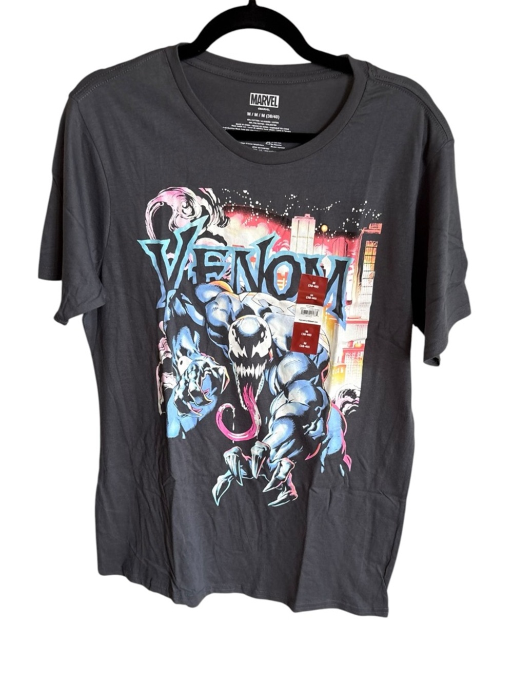 Marvel Venom Graphic Tee - Black with Blue & Pink Accents